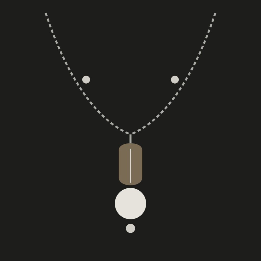 Collana d'argento con pietre raccolte nell'oceano